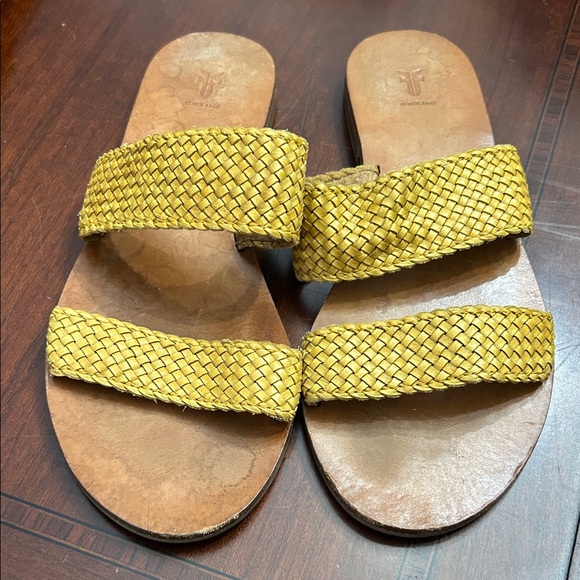 Yellow Woven Slide Sandals - Picture 1 of 5